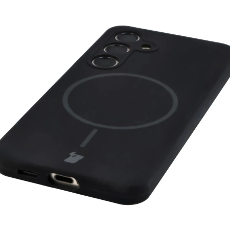 Silikonowe etui z pierścieniem magnetycznym Bizon Soft Case Magnetic do Galaxy S24, czarne