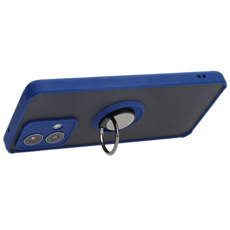 Etui z uchwytem na palec Bizon Case Hybrid Ring do Motorola Moto G84 5G, przydymione z granatową ramką