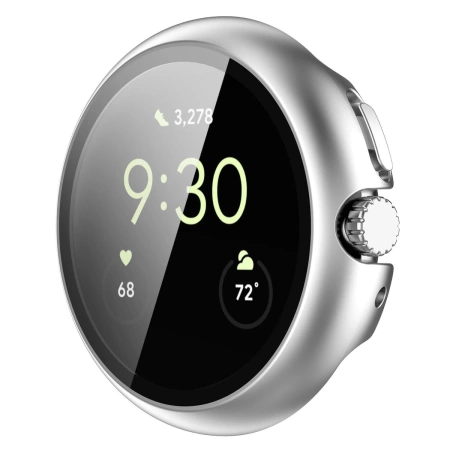 Etui ze szkłem do zegarka Bizon Case+Glass Watch do Google Pixel Watch 4 41 mm, matowe srebrne