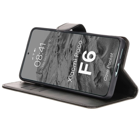 Etui z klapką Bizon Case Pocket do Xiaomi Poco F6, czarne