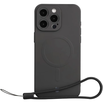 Etui silikonowe z pierścieniem magnetycznym Bizon Case Silicone Magnetic do iPhone 15 Pro Max, czarne