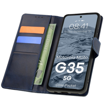 Etui z klapką Bizon Case Pocket do Motorola Moto G35 5G, granatowe