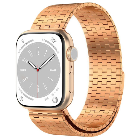 Pasek ze stali nierdzewnej Bizon Strap Watch Titanium do Apple Watch 44/45/46/49 mm, różowozłoty