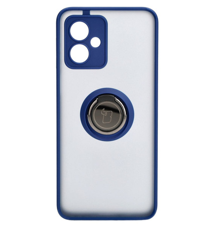 Etui z uchwytem na palec Bizon Case Hybrid Ring do Motorola Moto G54 5G/G54 Power, przydymione z granatową ramką