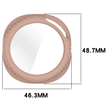 Etui ze szkłem do zegarka Bizon Case+Glass Watch do Samsung Galaxy Watch 8 Classic 46 mm, różowe