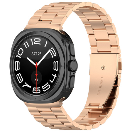 Pasek ze stali nierdzewnej Bizon Strap Watch Aura do Galaxy Watch Ultra 2 / 1, różowozłoty
