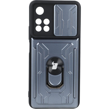 Etui Bizon Case Camshield Card Slot Ring do Xiaomi Redmi Note 11 Pro+ 5G, szare