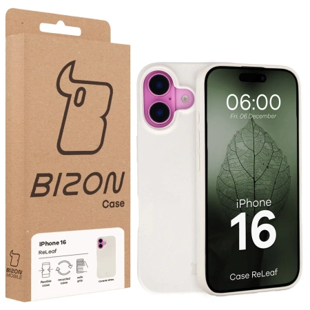 Etui z recyklingu Bizon Case ReLeaf do iPhone 16, białe