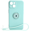 Etui Bizon Case Silicone Ring Sq do Apple iPhone 15, turkusowe