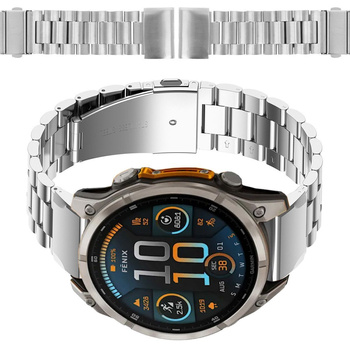Pasek ze stali nierdzewnej do smartwatcha, Bizon Strap Watch Aura, QuickFit 22 mm, srebrny