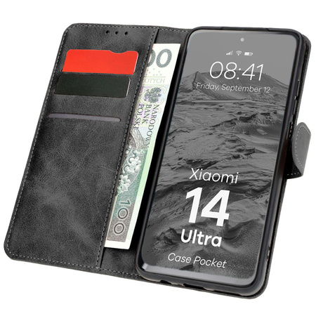 Etui z klapką Bizon Case Pocket do Xiaomi 14 Ultra, czarne