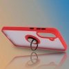 Etui z uchwytem na palec Bizon Case Hybrid Ring do Galaxy A36 5G, przydymione z czerwoną ramką