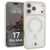 Etui z pierścieniem magnetycznym + szkło hartowane Bizon MatteO Pack do iPhone 17 Pro Max, przydymione-beżowe
