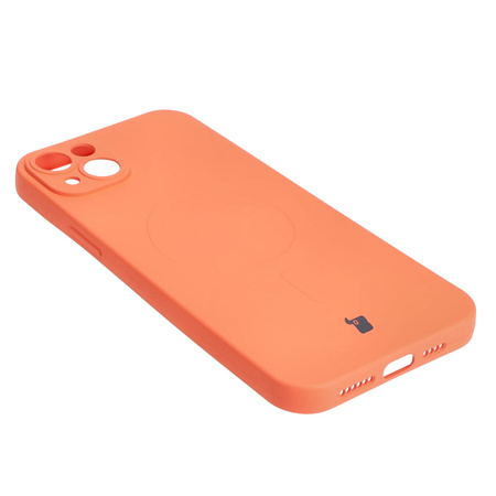 Etui silikonowe z pierścieniem magnetycznym Bizon Case Silicone Magnetic do iPhone 14 Plus, marchewkowe