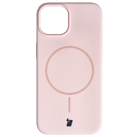 Silikonowe etui z pierścieniem magnetycznym Bizon Soft Case Magnetic do iPhone 14/13, jasnoróżowe