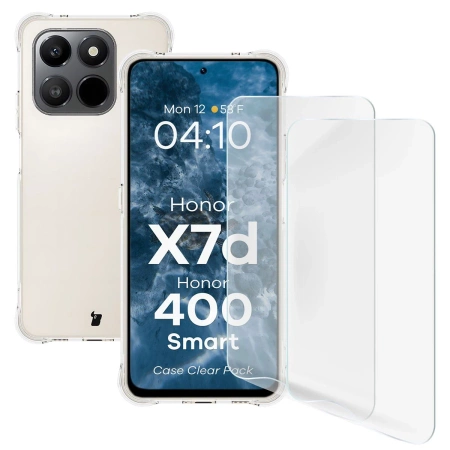 Elastyczne etui + 2x folia na ekran Bizon Case Clear Pack do Honor X7d / Honor 400 Smart