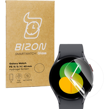 Folia hydrożelowa na ekran Bizon Glass Hydrogel, Galaxy Watch FE / 6 / 5 / 4 40mm, 2 sztuki
