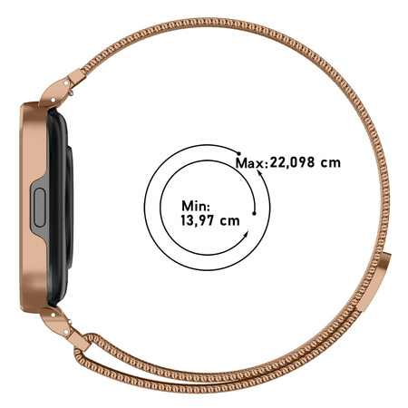 Etui z paskiem Bizon Strap + Case Watch Chain do Xiaomi Redmi Watch 3 Active, różowozłote