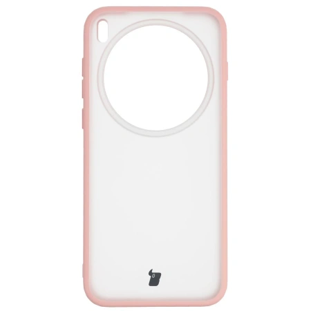Etui Bizon Case Angelo do Vivo X300 Pro, półprzezroczyste z jasnoróżową ramką