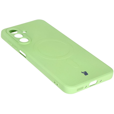 Silikonowe etui z pierścieniem magnetycznym Bizon Case Silicone Magnetic Sq do Galaxy A26 5G, jasnozielone
