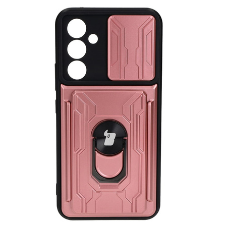 Etui Bizon Case Camshield Card Slot Ring do Samsung Galaxy A54 5G, jasnoróżowe