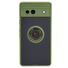 Etui z uchwytem na palec Bizon Case Hybrid Ring do Google Pixel 7A, przydymione z zieloną ramką