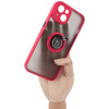 Etui z uchwytem na palec Bizon Case Hybrid Ring do iPhone 14, przydymione z czerwoną ramką