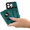 Etui Bizon Case Camshield Card Slot Ring do iPhone 14 Pro, zielone