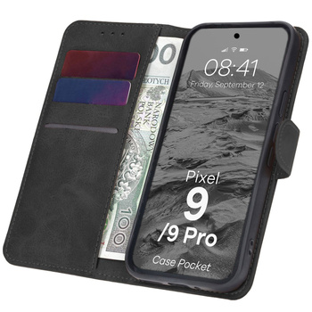 Etui z klapką Bizon Case Pocket do Google Pixel 9 / 9 Pro, czarne