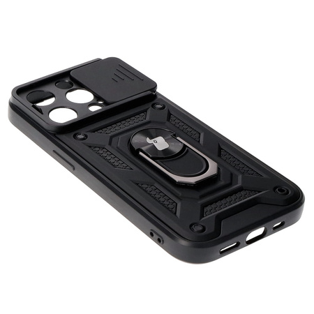 Etui Bizon Case CamShield Ring do iPhone 15 Pro, czarne