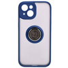 Etui z uchwytem na palec Bizon Case Hybrid Ring do iPhone 15, przydymione z granatową ramką