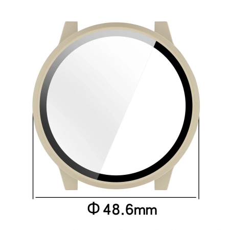 Etui ze szkłem do zegarka Bizon Case+Glass Watch do Garmin Venu 4 45 mm, beżowe