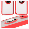 Etui z uchwytem na palec Bizon Case Hybrid Ring do Xiaomi Redmi 13 4G, przydymione z czerwoną ramką