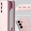 Silikonowe etui z pierścieniem magnetycznym Bizon Soft Case Magnetic do Galaxy S24, jasnoróżowe