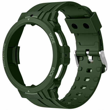 Etui z paskiem Bizon Strap + Case Watch Action Pro do Galaxy Watch 5 Pro 45 mm, ciemnozielone