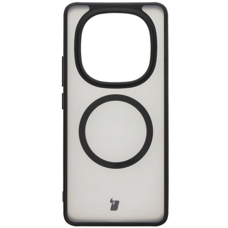 Etui z pierścieniem magnetycznym Bizon Case MatteO do Xiaomi Redmi Note 14 Pro 5G / 14 Pro Plus 5G / Poco X7, półprzezroczyste z czarną ramką