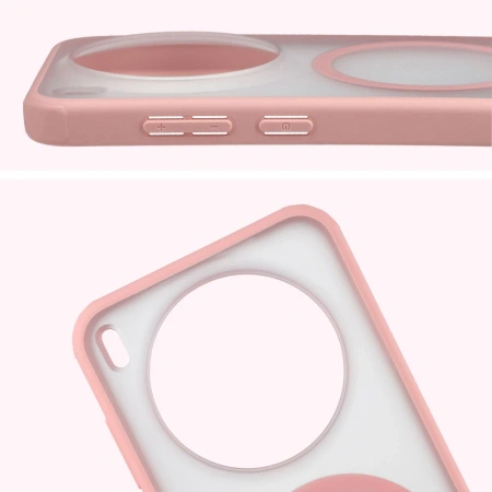 Etui z pierścieniem magnetycznym Bizon Case MatteO do Vivo X300, przydymione-jasnoróżowe