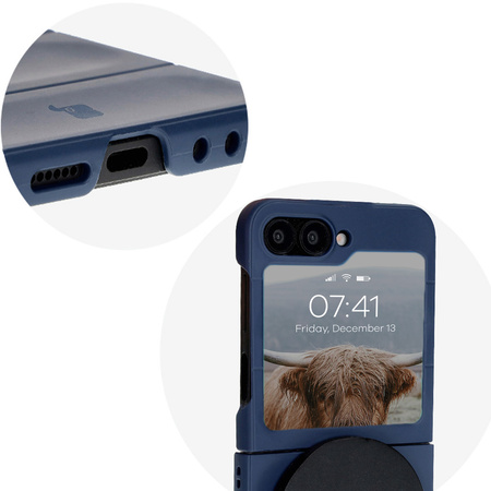 Pancerne etui Bizon Case Tur do Galaxy Z Flip7 FE / Z Flip6, granatowe