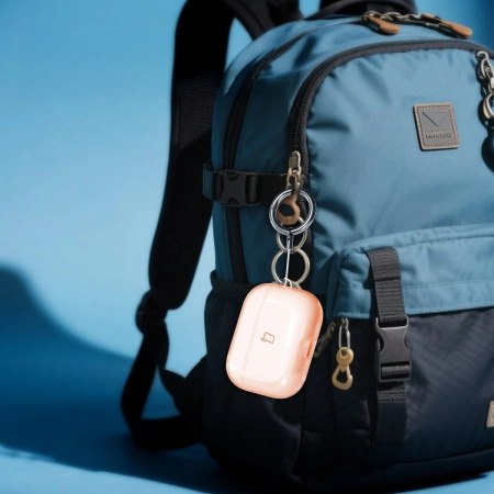 Elastyczne etui z karabińczykiem Bizon Case Headphone Clear do AirPods Pro 3, pomarańczowe