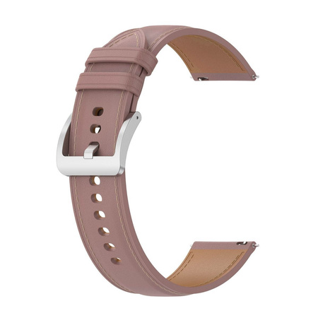 Pasek skórzany do smartwatcha, Bizon Strap Watch Casual, Quick Release 22 mm, pudrowy róż