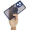 Etui z uchwytem na palec Bizon Case Hybrid Ring do Xiaomi Poco X5 Pro, przydymione z granatową ramką