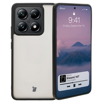 Etui Bizon Case Angelo do Xiaomi 14T, półprzezroczyste z czarną ramką