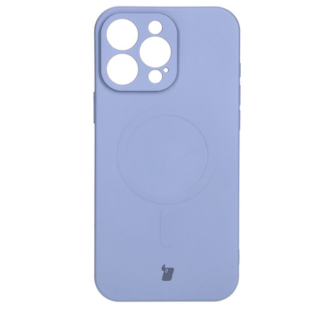 Silikonowe etui z pierścieniem magnetycznym Bizon Case Silicone Magnetic do iPhone 16 Pro, szare