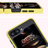 Etui z uchwytem na palec Bizon Case Hybrid Ring do Galaxy Z Flip7 FE / Z Flip6, przydymione z żółtą ramką
