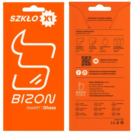 Szkło ochronne 2.5D Bizon Smart Glass do iPhone 15 / 16, 1 sztuka