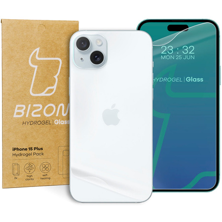 Folia hydrożelowa na tył i przód Bizon Glass Hydrogel Pack do iPhone 15  Plus