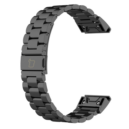 Pasek ze stali nierdzewnej do smartwatcha, Bizon Strap Watch Aura, QuickFit 20 mm, czarny