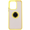 Etui z uchwytem na palec Bizon Case Hybrid Ring do Xiaomi Redmi 13 4G, przydymione z żółtą ramką