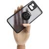 Etui z uchwytem na palec Bizon Case Hybrid Ring do Motorola Moto G72, przydymione z czarną ramką