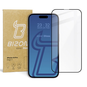 Szkło hartowane Bizon Glass Edge 2 do iPhone 14 Pro, czarne